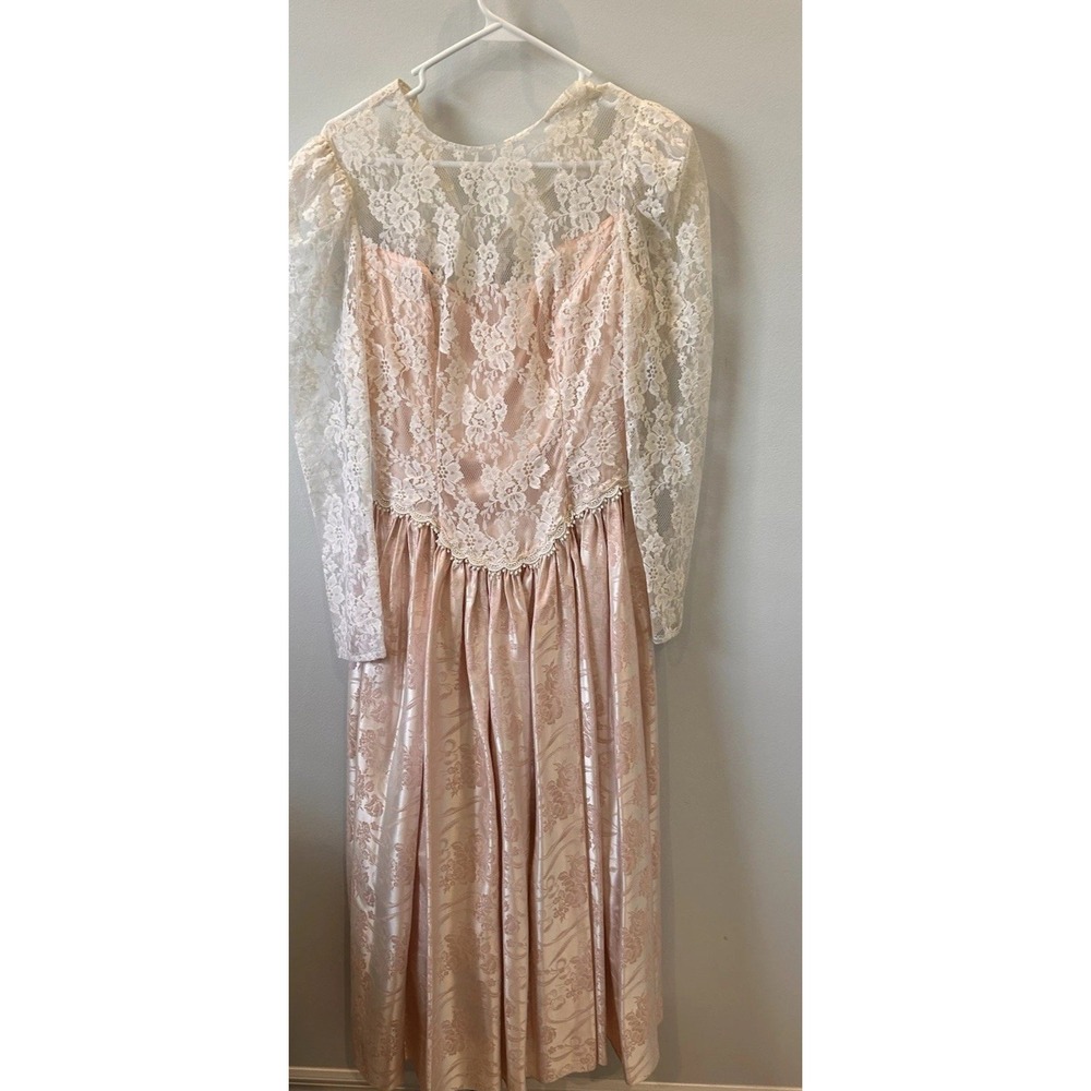 Scott McClintock Vintage Lace Dress Pink victorian Prairie Cottagecore Gown